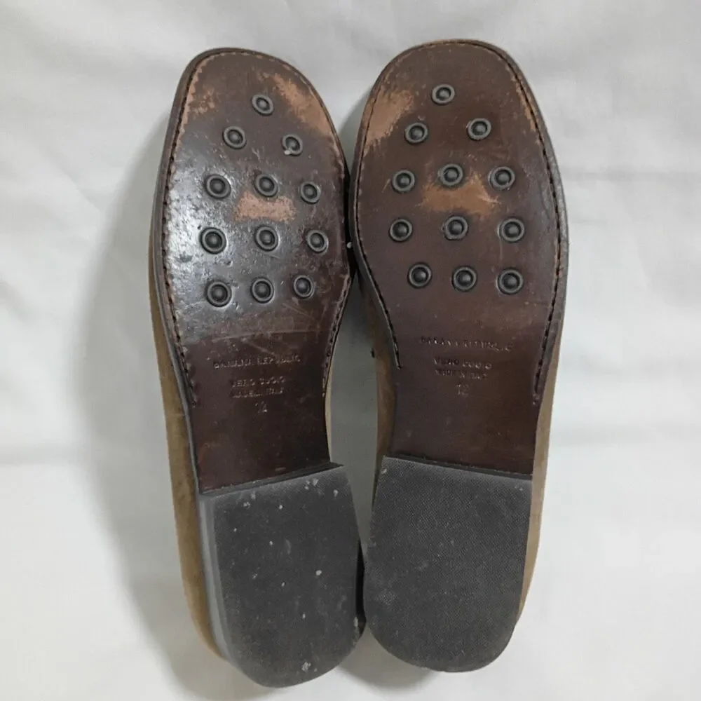 Banana Republic Italian Suede Moc Toe  Slip On Loafers Stone Men’s Size 12 EUC